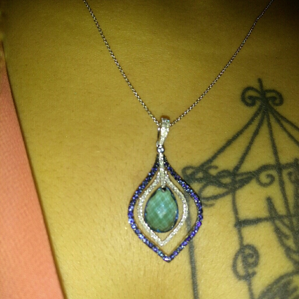 Effy | Blue Topaz Pendant w/14 kt w.g. necklace
